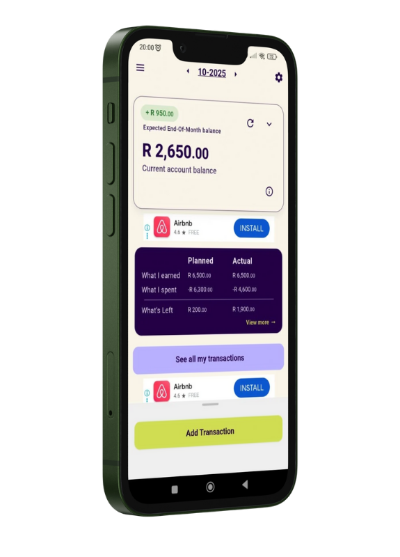 One Page Budget app interface